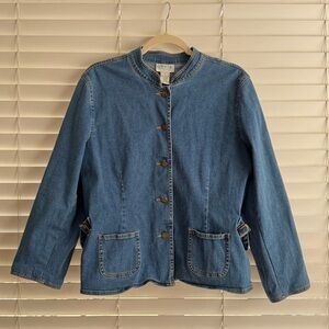 Orvis Women's Blue Denim Button-Front Travel Jacket Size Large